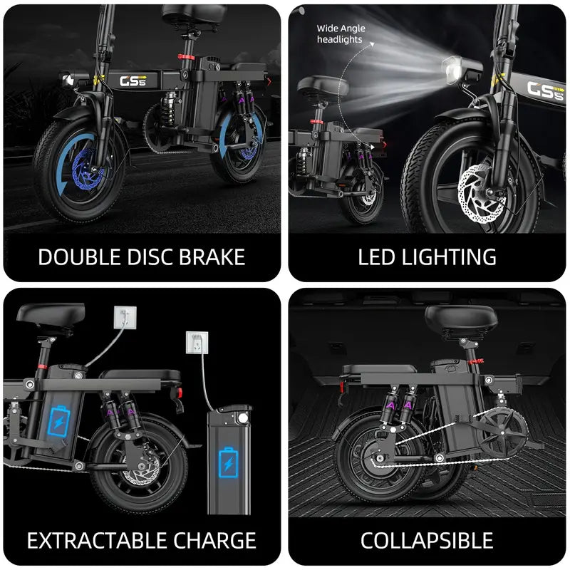 Mana Motion GS5 Foldable Ebike β 48V 15Ah, 740W Motor, Long-Range + Lock & Phone Holder