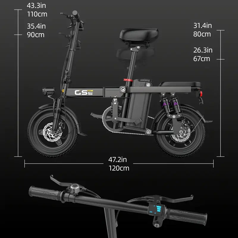 Mana Motion GS5 Foldable Ebike β 48V 15Ah, 740W Motor, Long-Range + Lock & Phone Holder