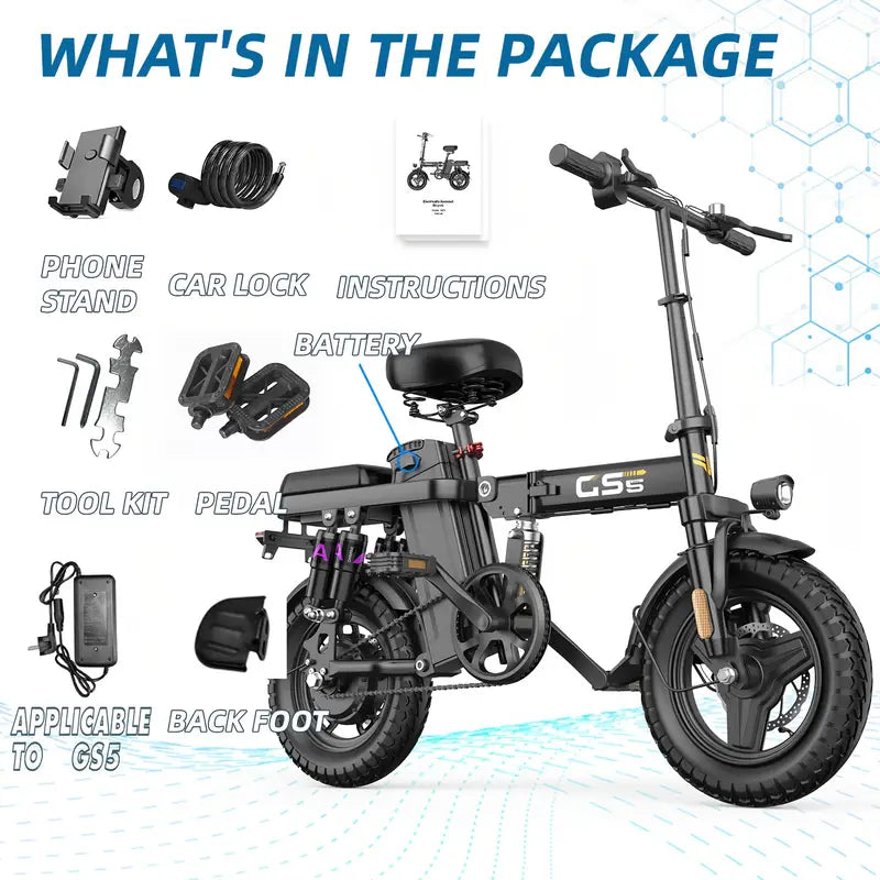 Mana Motion GS5 Foldable Ebike β 48V 15Ah, 740W Motor, Long-Range + Lock & Phone Holder
