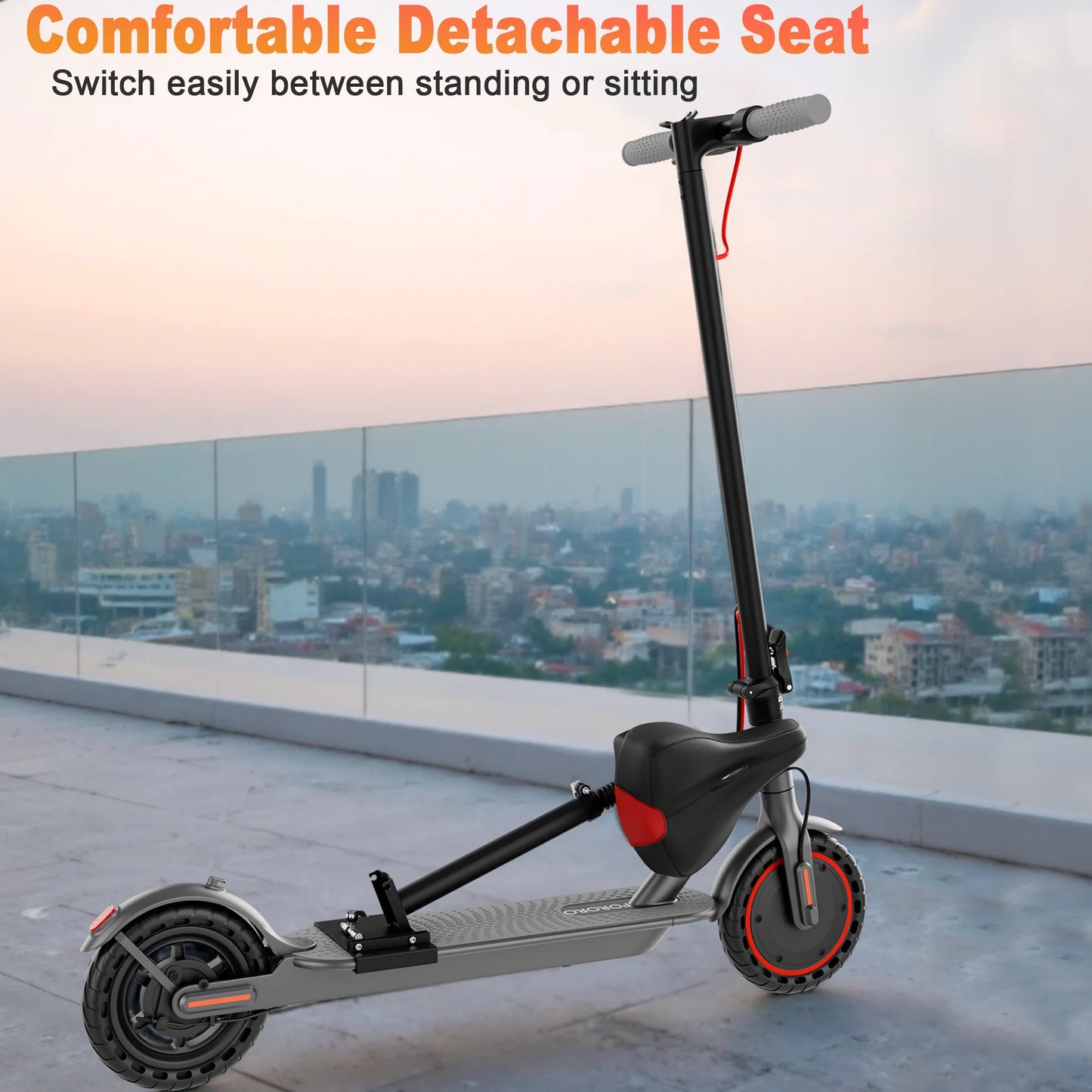 PORORO Electric Scooter with Seat — Commuter Scooter for Adults