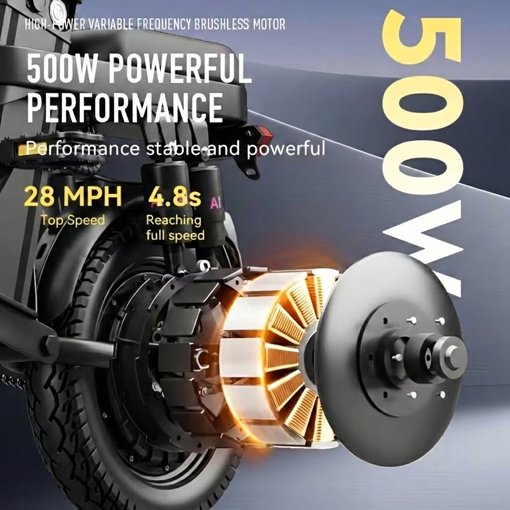 Z9 Folding E-Bike - 26 mph Top Speed - Remote Key Fob Alarm - Charging Cell Phone Holder