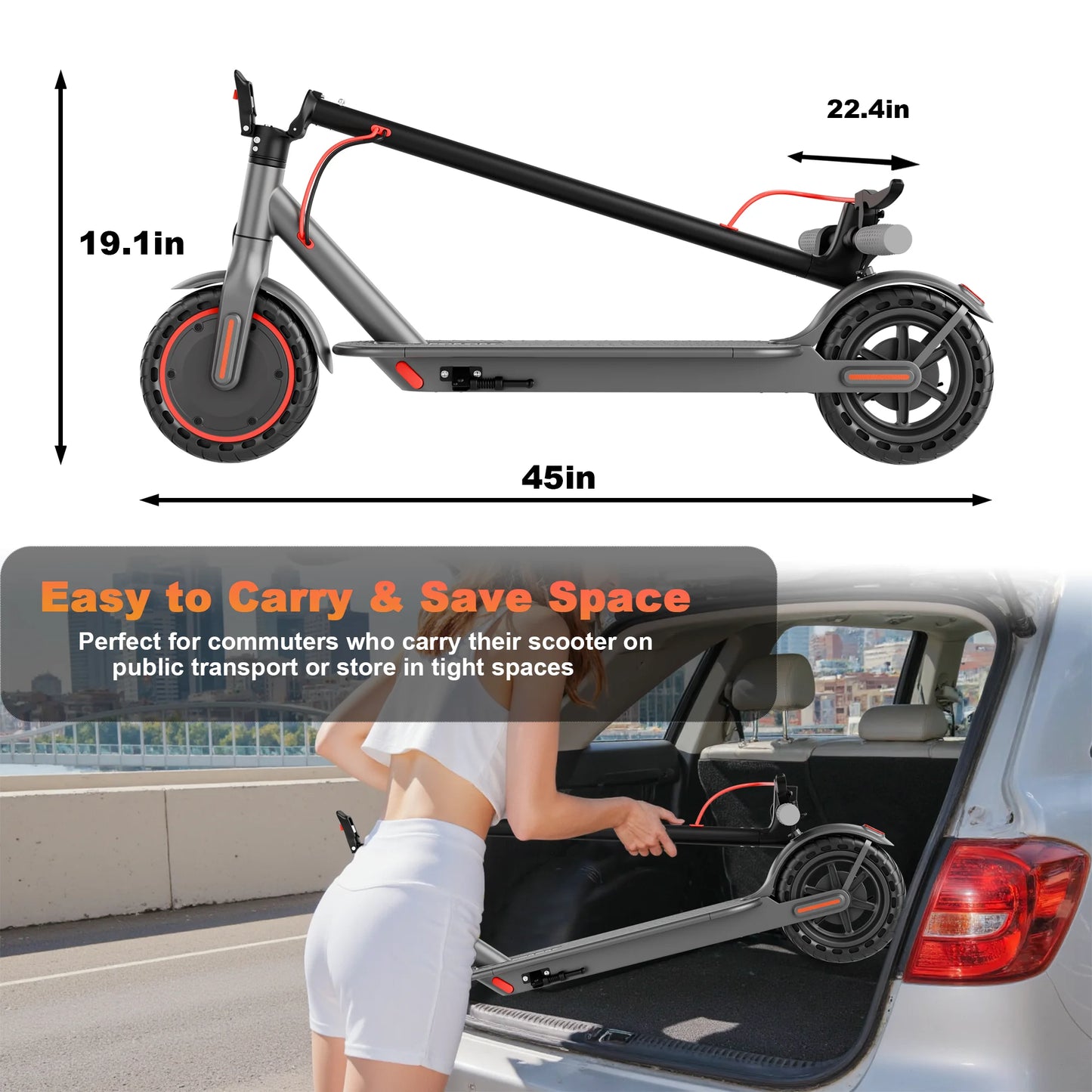 PORORO Electric Scooter with Seat — Commuter Scooter for Adults