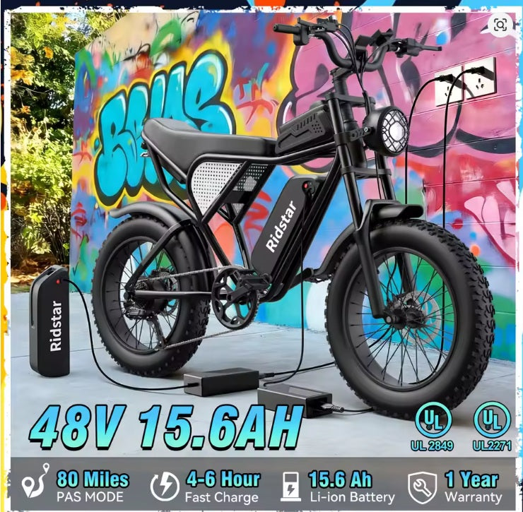 Ridstar M30 - Fat Tire - Long Range - 7-Speed Mountain Ready