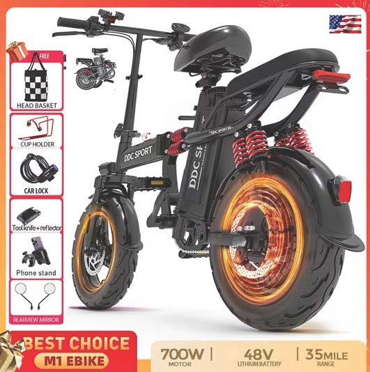 DDC Sport M1 Electric Bike, 700W, 48V 20AH Removable Battery