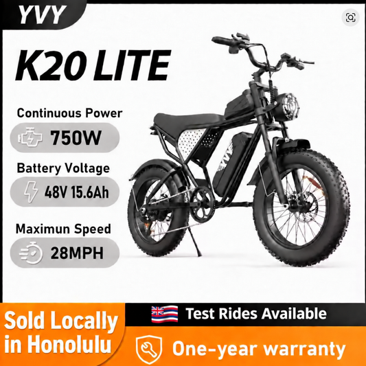 YVY K20 Lite Electric Bike | 28 MPH | 48V 15.6Ah | 1 Year Warranty