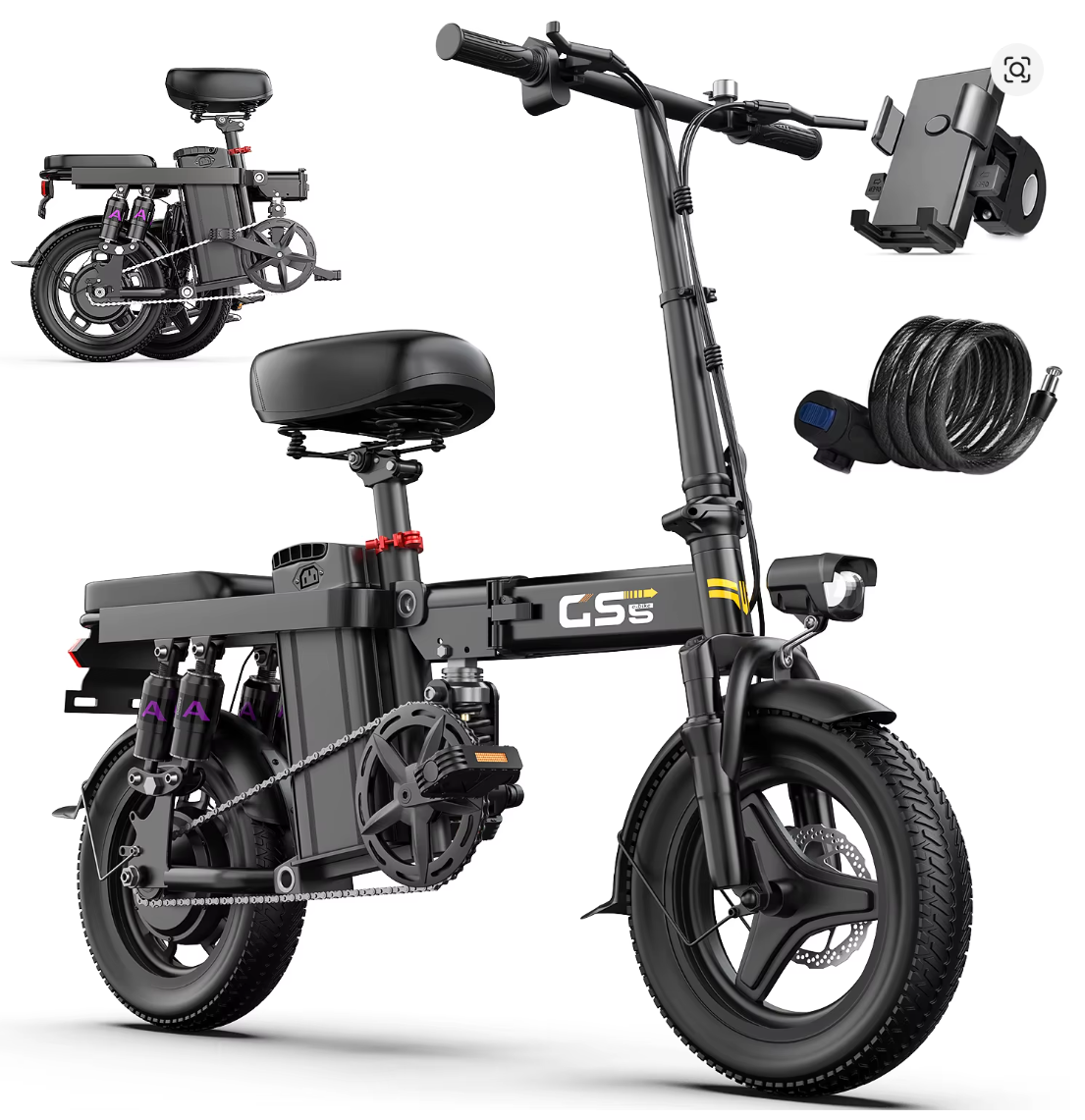 Mana Motion GS5 Foldable Ebike – 48V 15Ah, 740W Motor, Lock & Phone Holder