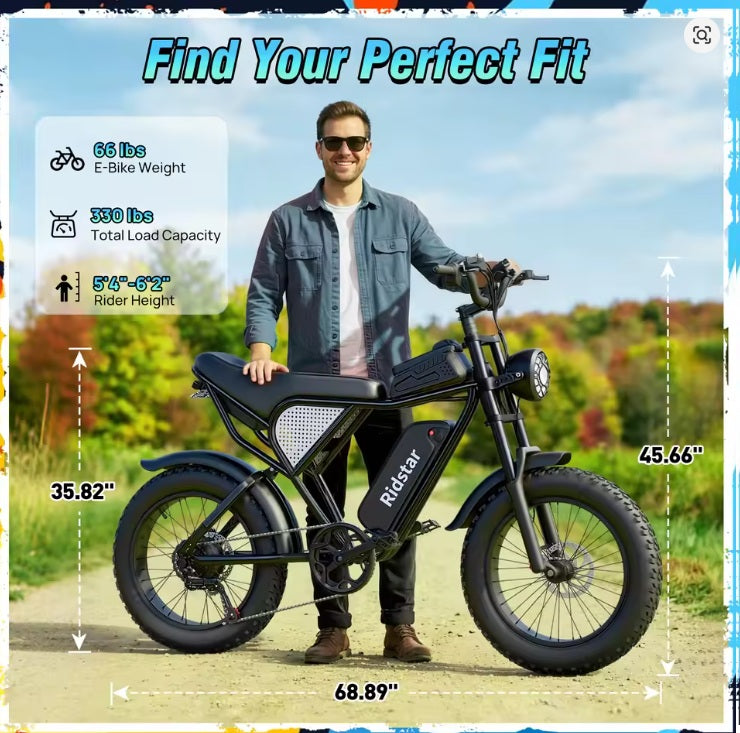 Ridstar M30 - Fat Tire - Long Range - 7-Speed Mountain Ready