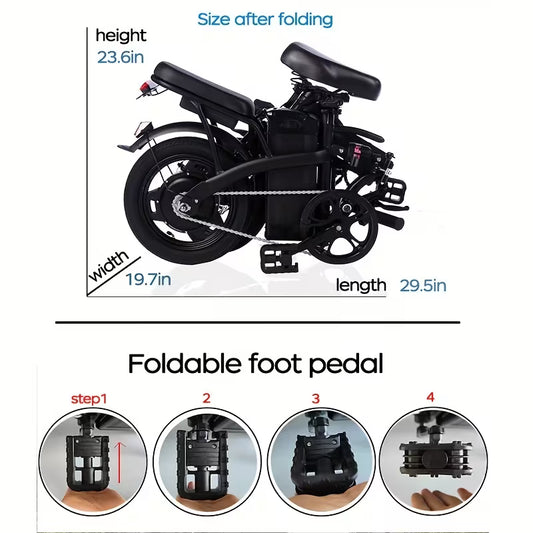 Mana Motion T1 Folding E-Bike - Charging Cell Phone Holder